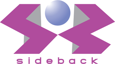 ソフトウェア・プログラム開発と立体的と紫のロゴ