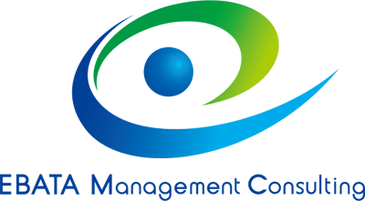 経営コンサルタントと立体的と青のロゴ