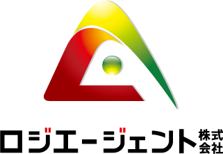 物流／運送と近未来とマルチカラーのロゴ