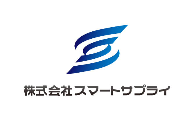 商社／卸売業と堅め／堅実と青のロゴ