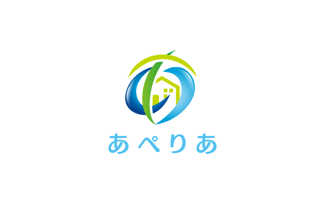 サービス業と立体的と青のロゴ