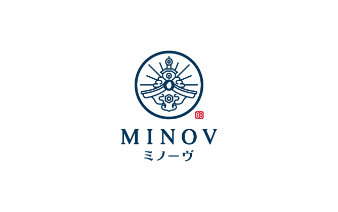 飲食業と堅め/堅実と紺のロゴ