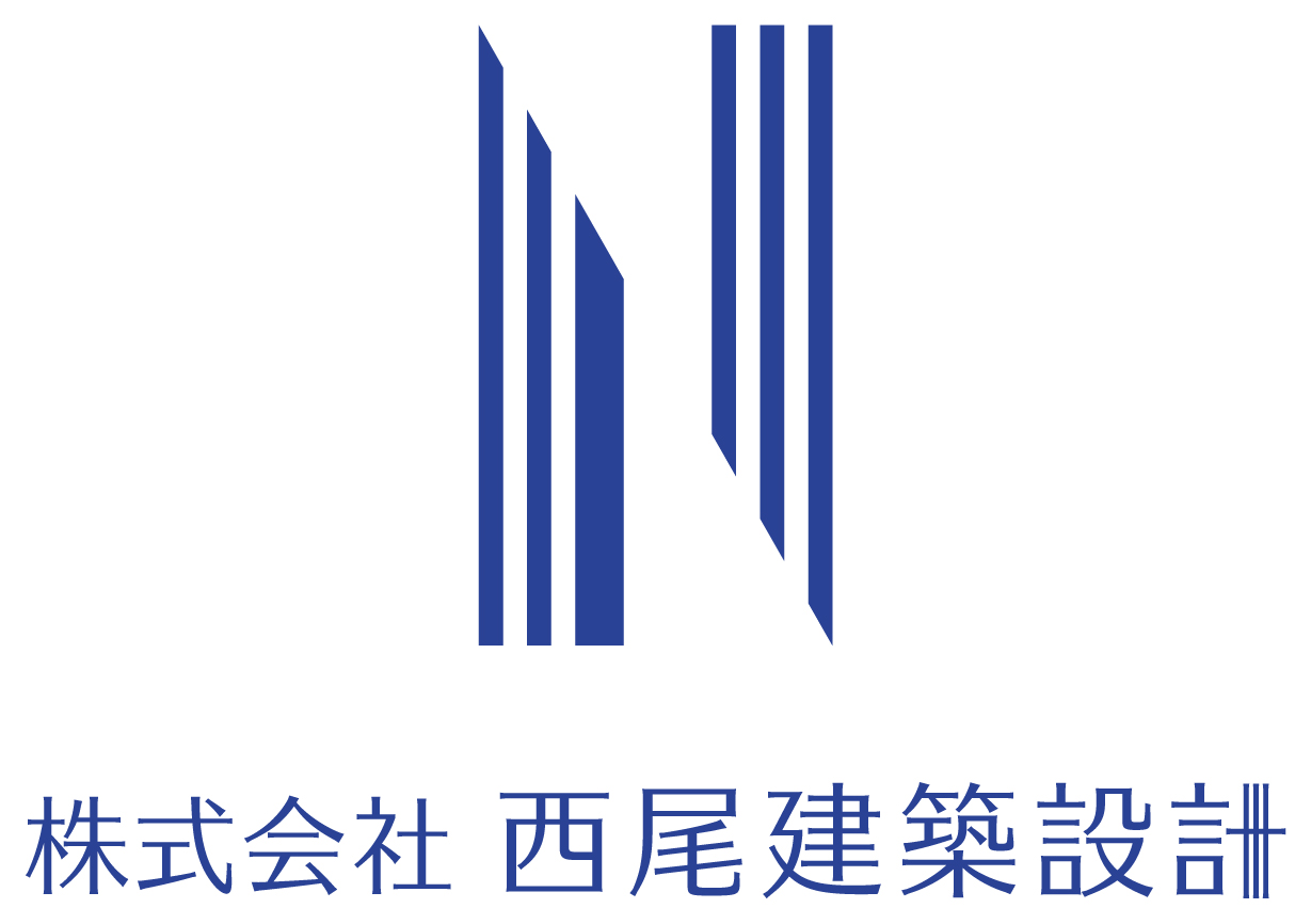 建築／建設／設備／設計／造園とシンプルと青のロゴ