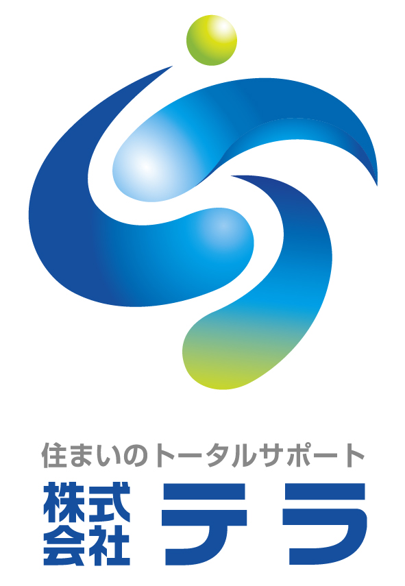 不動産業と立体的と青のロゴ