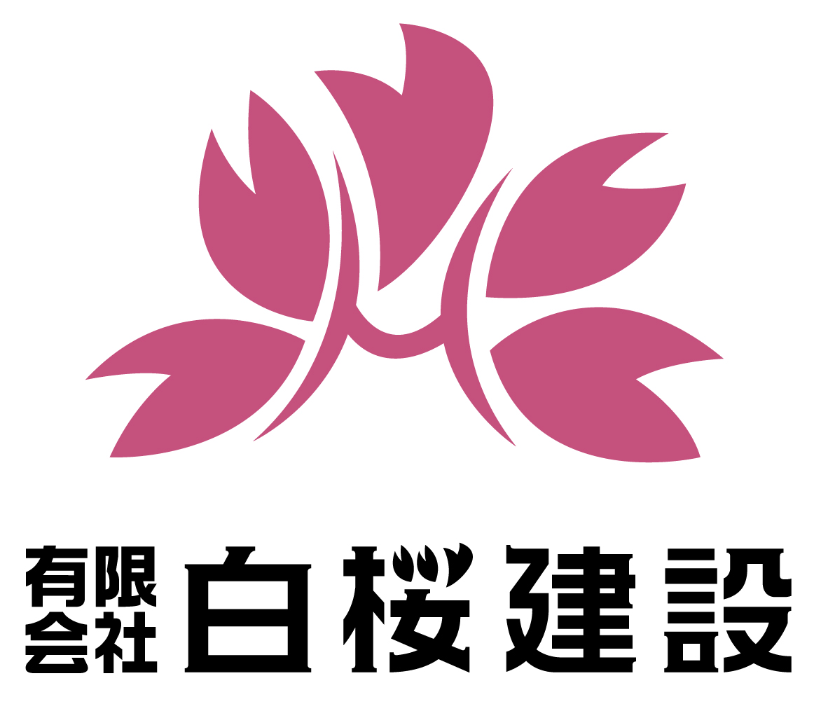 建築／建設／設備／設計／造園とシンプルとピンクのロゴ