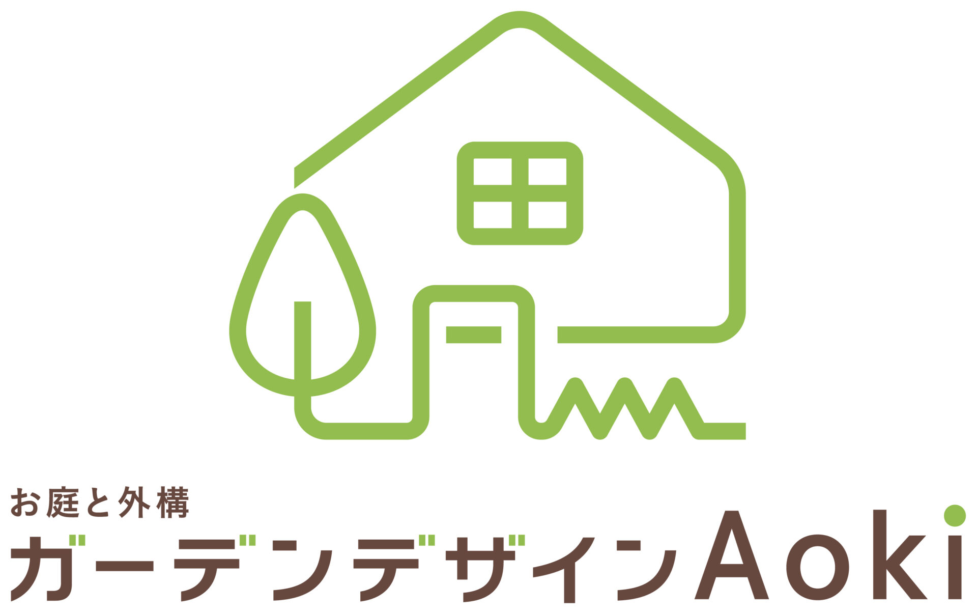 建築／建設／設備／設計／造園と親しみ／優しいと茶のロゴ