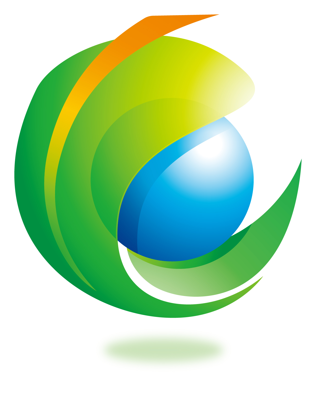 飲食業と立体的と青のロゴ